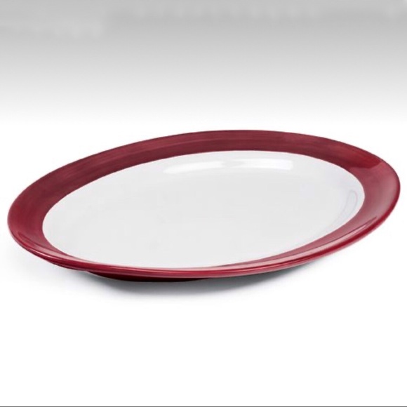 PAMPERED CHEF Simple Additions Cranberry Oval Serving Tray - Picture 1 of 2